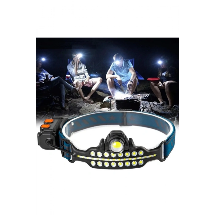 Fithome W690 7 Aydınlatma Modlu Xpe Cob Led Sensörlü Dahili Pilli Usb Şarj Edilebilir Kafa Feneri