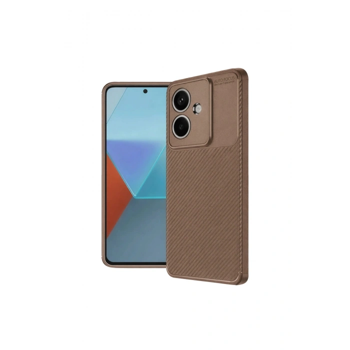 Oppo A3 Kılıf Auto Focus Karbon Kapak - Kahverengi