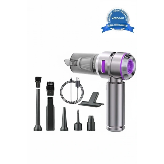 Üflemeli Şarjlı Araç Mini El Süpürgesi 20.000 Pa Emiş Güçlü 4in1 Araba Süpürgesi Hl-121