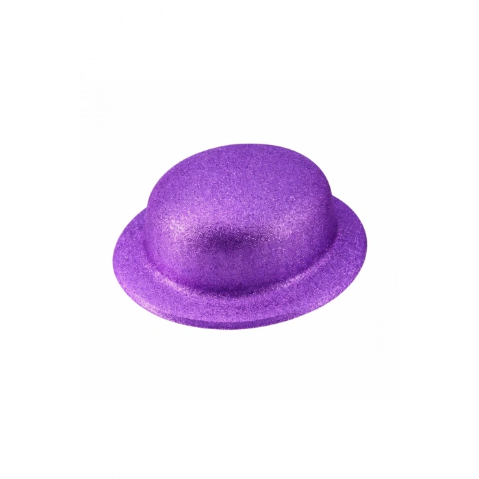 Mor Simli Melon Şapka | İnce Plastik Glitter Yetişkin Parti Şapkası