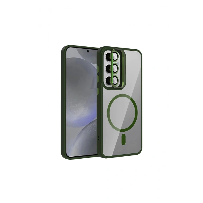 Joko Samsung Galaxy S24 Fe Remim Lensli Magsafe Standlı Kapak - Koyu Yeşil