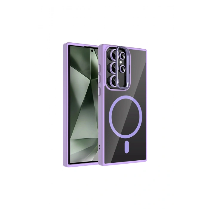 Joko Samsung Galaxy S23 Ultra Remim Lensli Magsafe Standlı Kapak - Lila