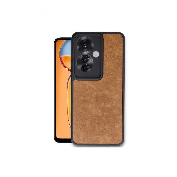 Oppo Reno 11f Kılıf Aras Deri Kapak - Taba