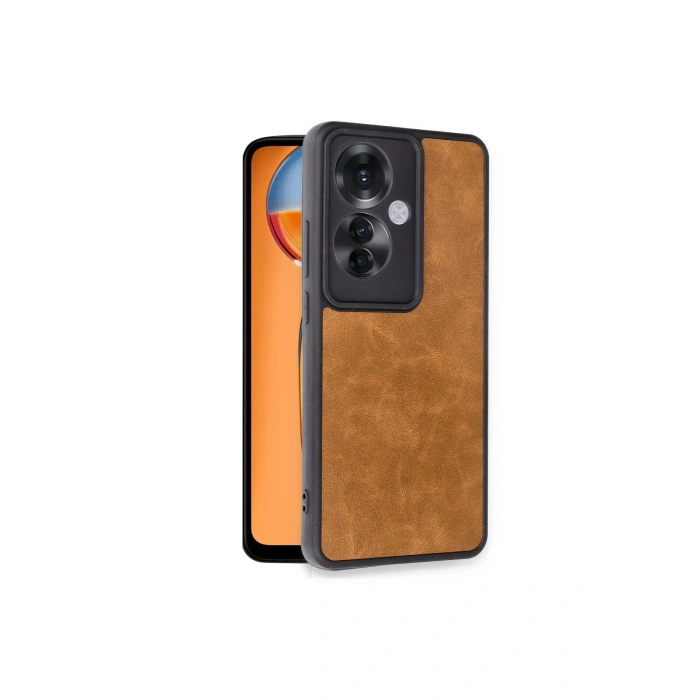 Oppo Reno 11f Kılıf Aras Deri Kapak - Taba