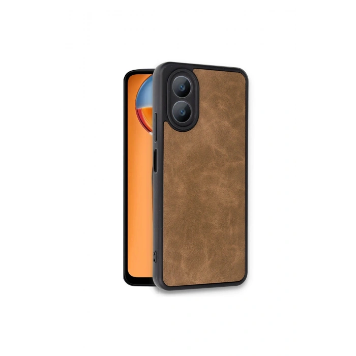 Oppo A38 Kılıf Aras Deri Kapak - Taba