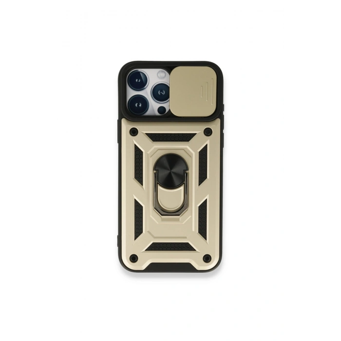 İphone 15 Pro Kılıf Pars Lens Yüzüklü Silikon - Gold