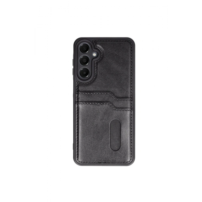 Samsung Galaxy A55 5g Kılıf Sara Kartvizitli Deri Kılıf - Siyah