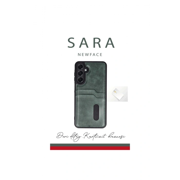 Samsung Galaxy A55 5g Kılıf Sara Kartvizitli Deri Kılıf - Siyah