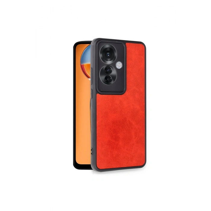 Oppo Reno 11f Kılıf Aras Deri Kapak - Kırmızı