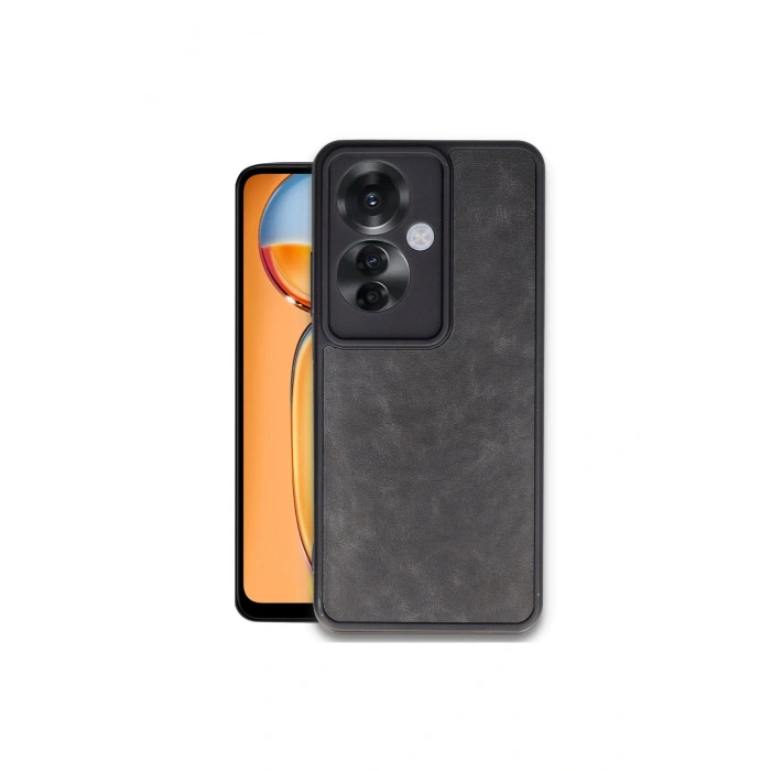 Oppo Reno 11f Kılıf Aras Deri Kapak - Siyah