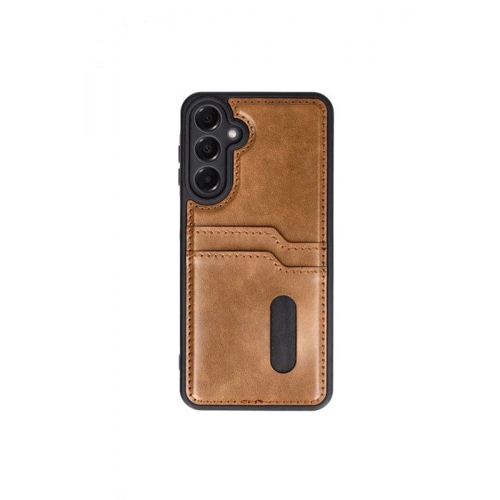 Samsung Galaxy A25 5g Kılıf Sara Kartvizitli Deri Kılıf - Taba