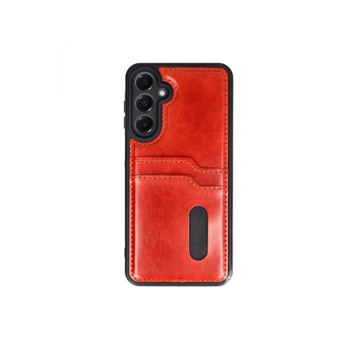 Samsung Galaxy A35 5g Kılıf Sara Kartvizitli Deri Kılıf - Kırmızı