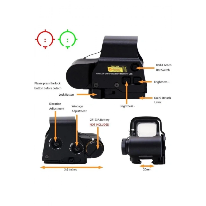 558g43 Xps2 Hedef İşaretleyici Red Dot Holografik Nişangâh, 5x Büyütmeli Setsiyah