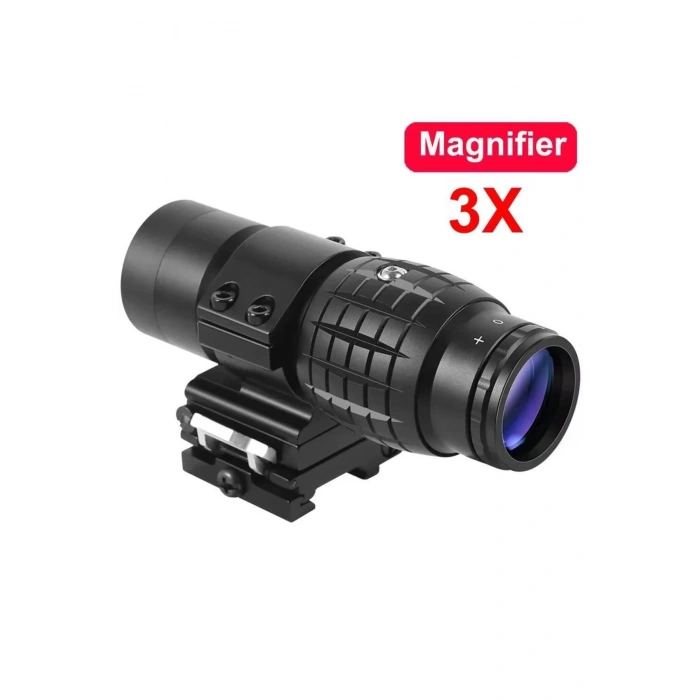 Magnifier 3x Yakınlaştırmalı Dürbün 22mm Ray Uyumlu, Katlanır Yaylı Ayaklı