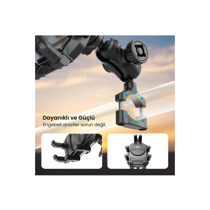 Gidon Bağlantılı Güneş Ve Yağmur Korumalı 360° Derece Ayarlanabilir Motosiklet Bisiklet Telefon Tutu