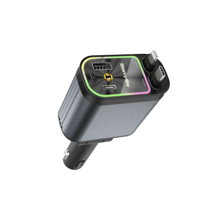 4’ü 1 Arada Çift Usb Bağlantı Çakmaklık, Type-c Hızlı Şarjlı 66w,geri Çekilebilir Araç Telefon Şarj