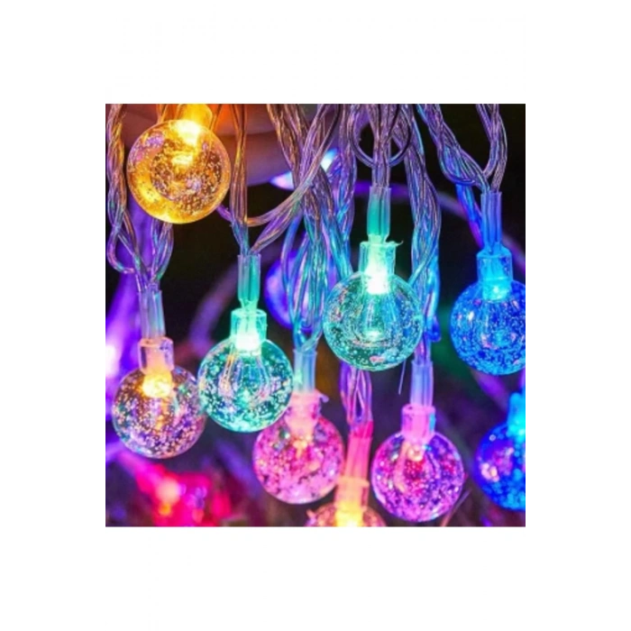 5m 28 Led Kristal Top Gün Işığı Şeffaf Kablo Fişli Eklemeli Mz-18-15