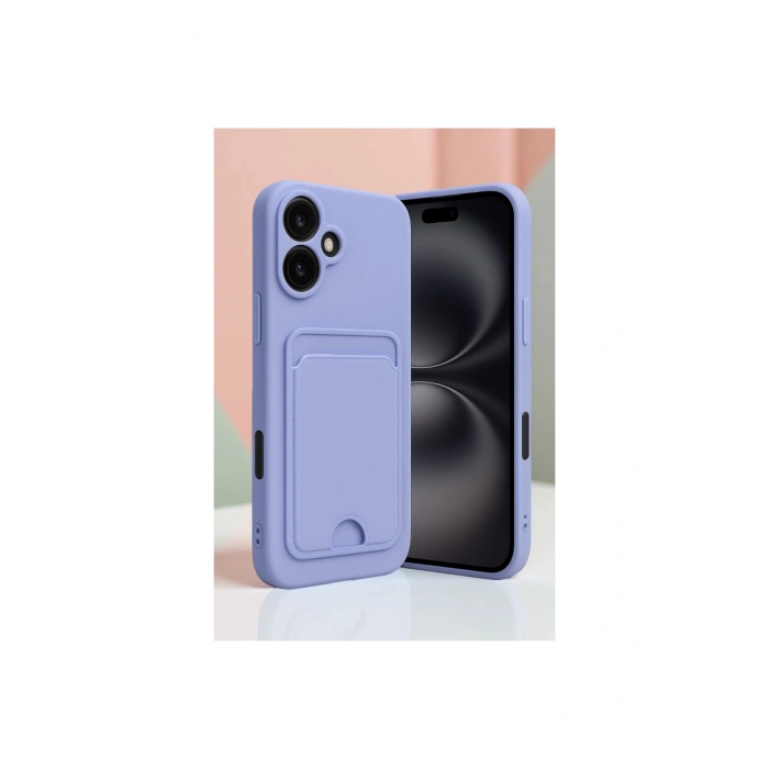 İphone 16 Kılıf Kelvin Kartvizitli Silikon - Lacivert