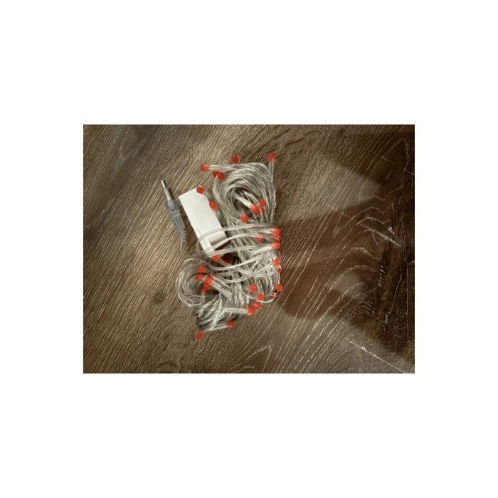 10m 100 Led Damla Uçlu Kırmızı Işık Şeffaf Kablo Mz-17-5