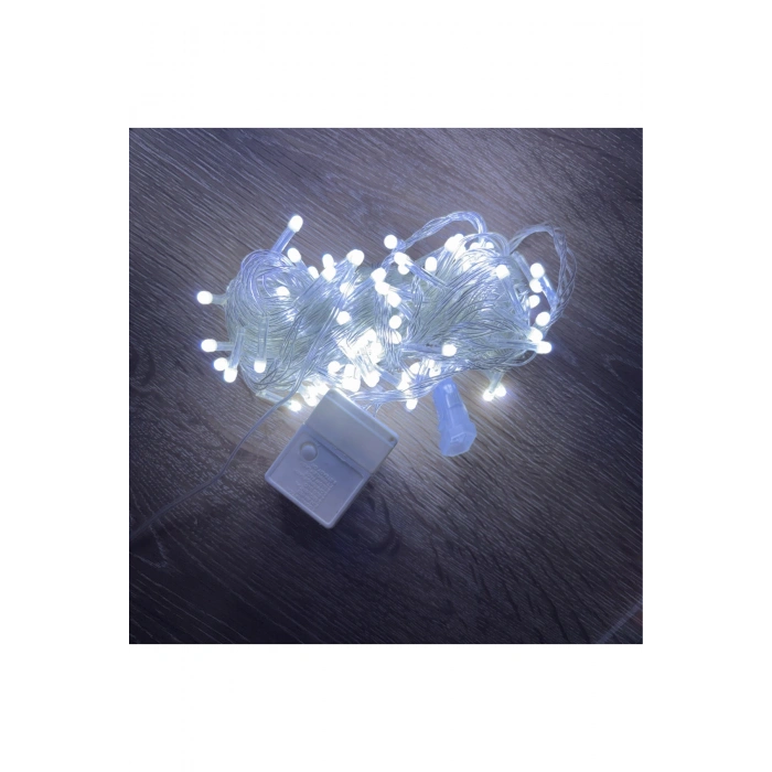 10m 100 Led Damla Uçlu Beyaz Işık Şeffaf Kablo Mz-17-1