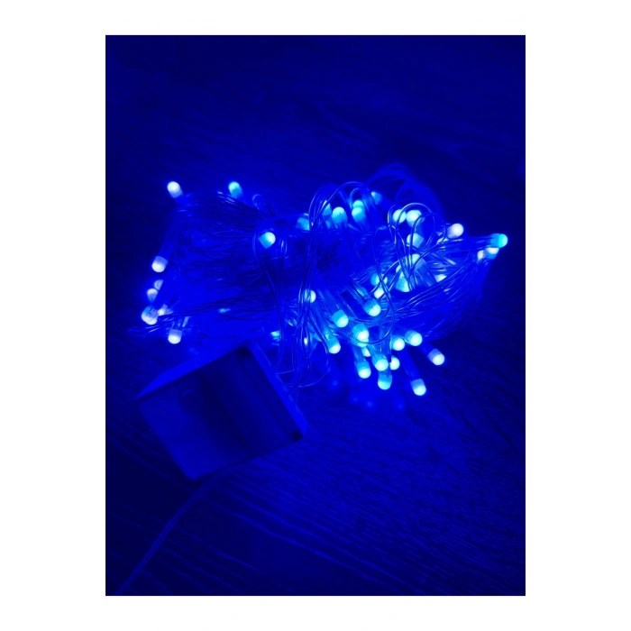 10m 100 Led Damla Uçlu Mavi Işık Şeffaf Kablo Mz-17-6