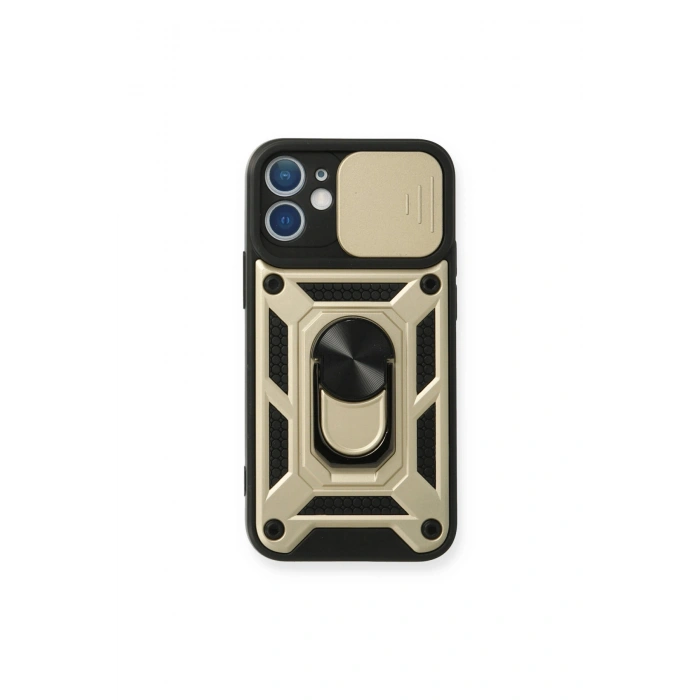 İphone 11 Kılıf Pars Lens Yüzüklü Silikon - Gold