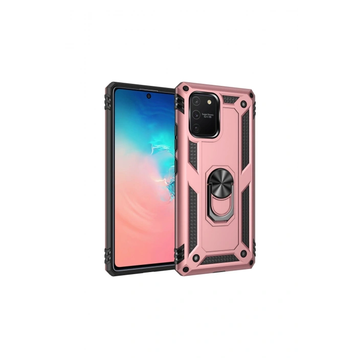 Samsung Galaxy A91 / S10 Lite Kılıf Sofya Yüzüklü Silikon Kapak - Rose