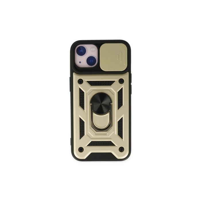 İphone 14 Kılıf Pars Lens Yüzüklü Silikon - Gold