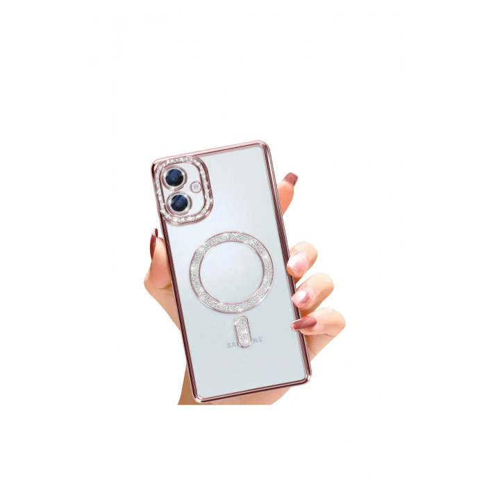 Samsung Galaxy A06 Joke Simli Magneticsafe Kılıf - Pembe