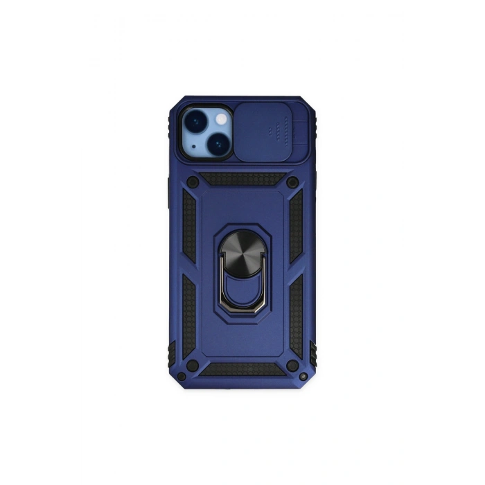 İphone 14 Plus Kılıf Pars Lens Yüzüklü Silikon - Lacivert