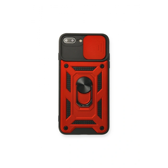 İphone 7 Plus Kılıf Pars Lens Yüzüklü Silikon - Kırmızı