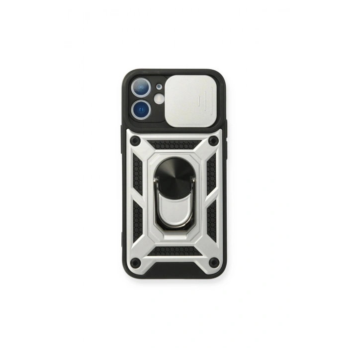 İphone 11 Kılıf Pars Lens Yüzüklü Silikon - Gümüş