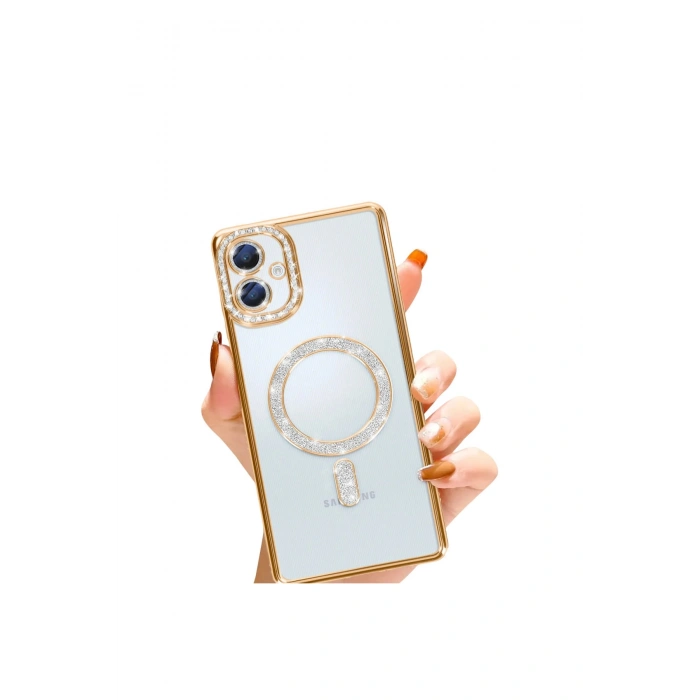 Samsung Galaxy A06 Joke Simli Magneticsafe Kılıf - Gold