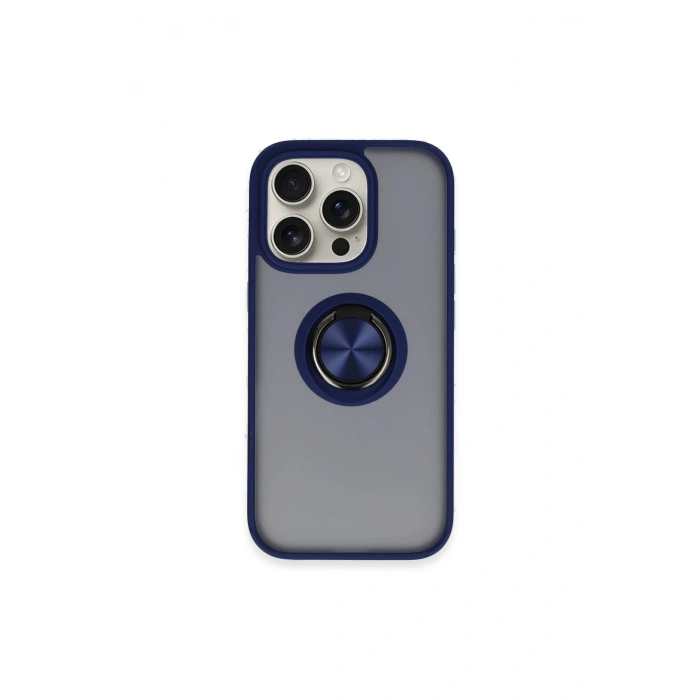 İphone 16 Pro Max Kılıf Montreal Yüzüklü Silikon Kapak - Lacivert