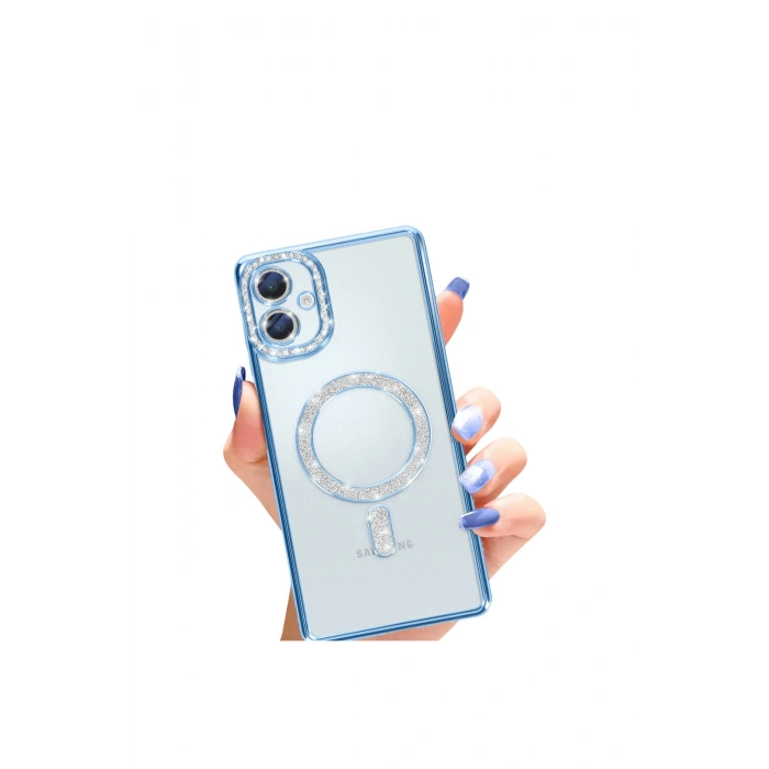 Samsung Galaxy A06 Joke Simli Magneticsafe Kılıf - Mavi