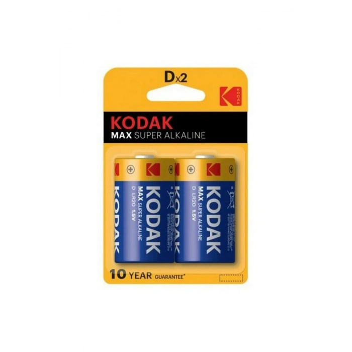 Kodak 2 Adet Max Super Alkalin Lr20 D Boy Büyük Pil