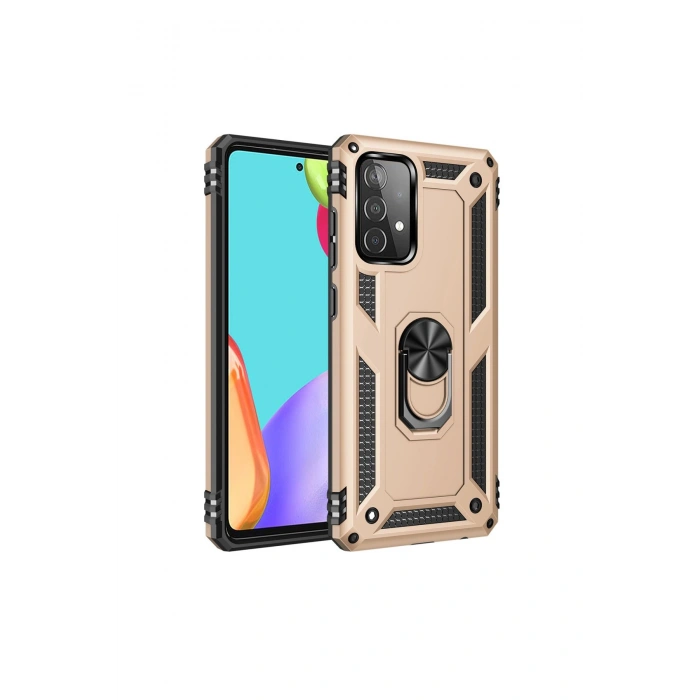 Samsung Galaxy A53 5g Kılıf Sofya Yüzüklü Silikon Kapak - Gold