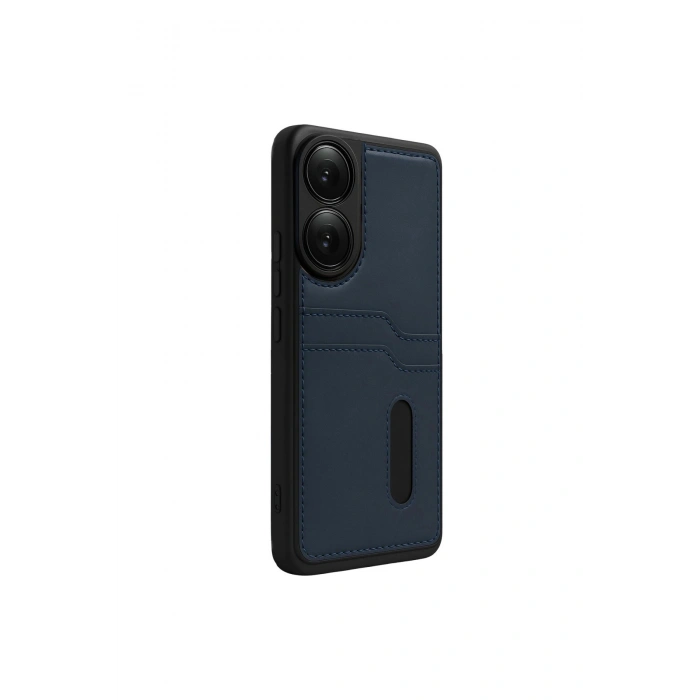 Oppo A38 Sara Kartvizitli Deri Kılıf - Lacivert