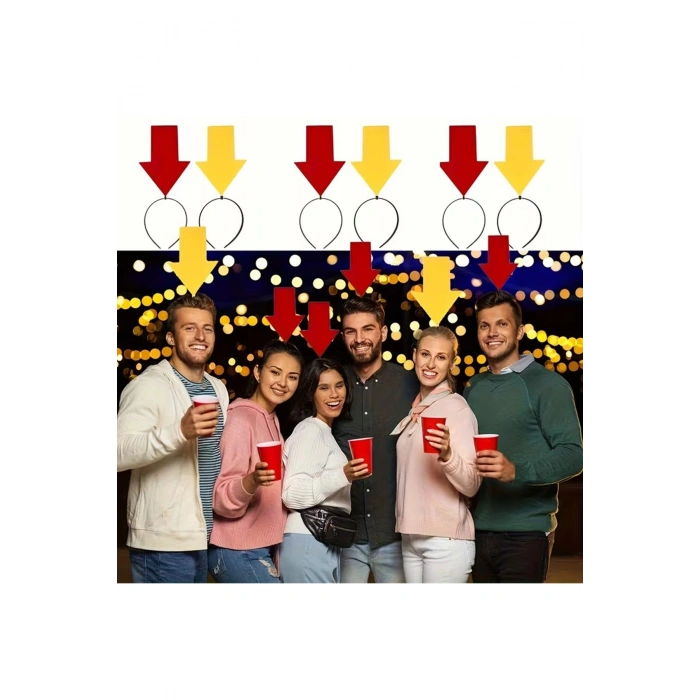 Kişiselleştirilebilir Ok İşaretli Mesaj Tacı (2’li Set Sarı-kırmızı)