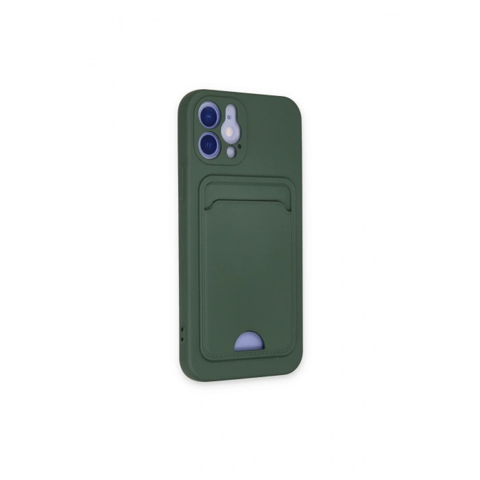 İphone 12 Kılıf Kelvin Kartvizitli Silikon - Koyu Yeşil