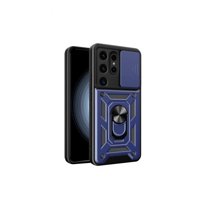 Samsung Galaxy S24 Ultra Kılıf Pars Lens Yüzüklü Silikon - Lacivert