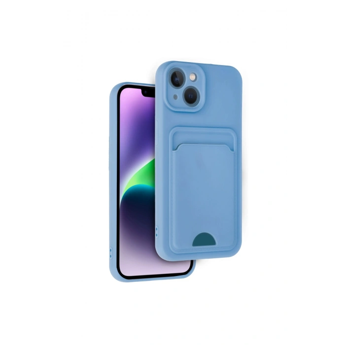 İphone 14 Kılıf Kelvin Kartvizitli Silikon - Mavi