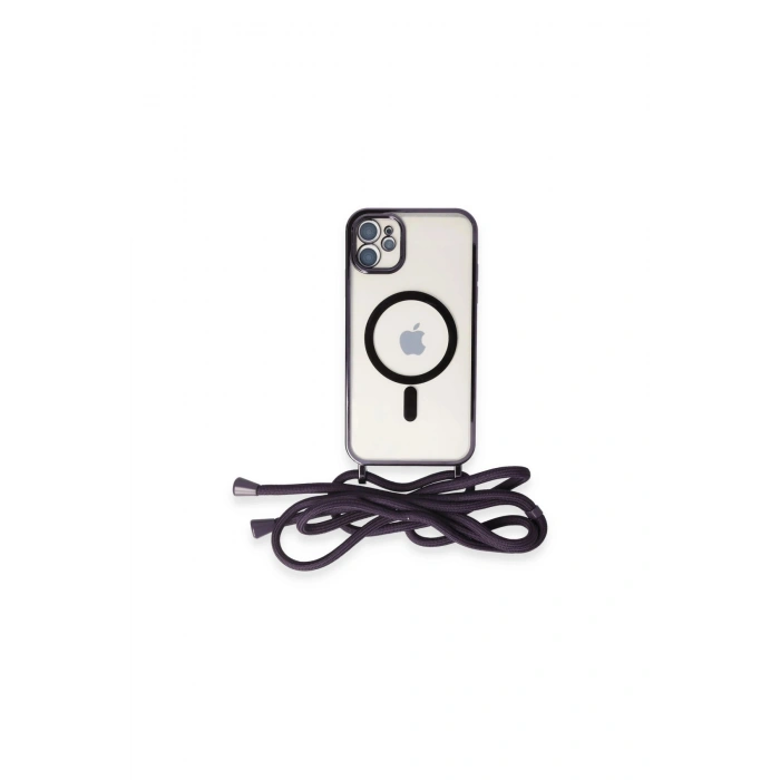 İphone 11 Kılıf Divo Lazer Askılı Magsafe Kapak - Derin Mor