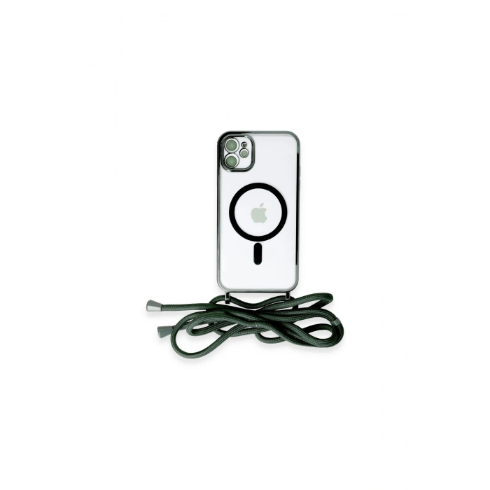 İphone 11 Kılıf Divo Lazer Askılı Magsafe Kapak - Koyu Yeşil