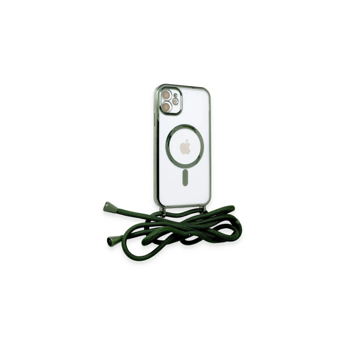 İphone 11 Kılıf Divo Lazer Askılı Magsafe Kapak - Koyu Yeşil