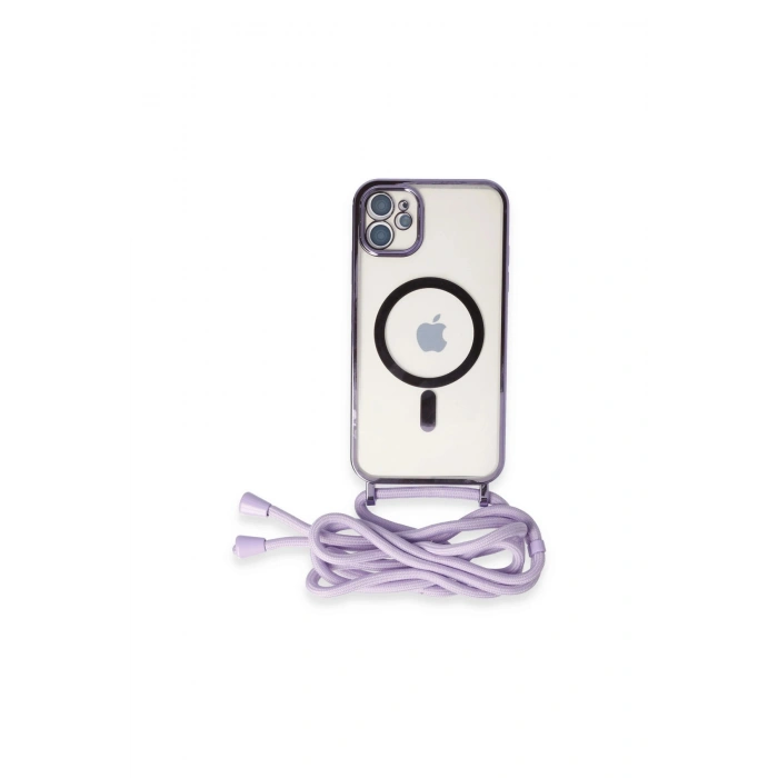 İphone 11 Kılıf Divo Lazer Askılı Magsafe Kapak - Lila