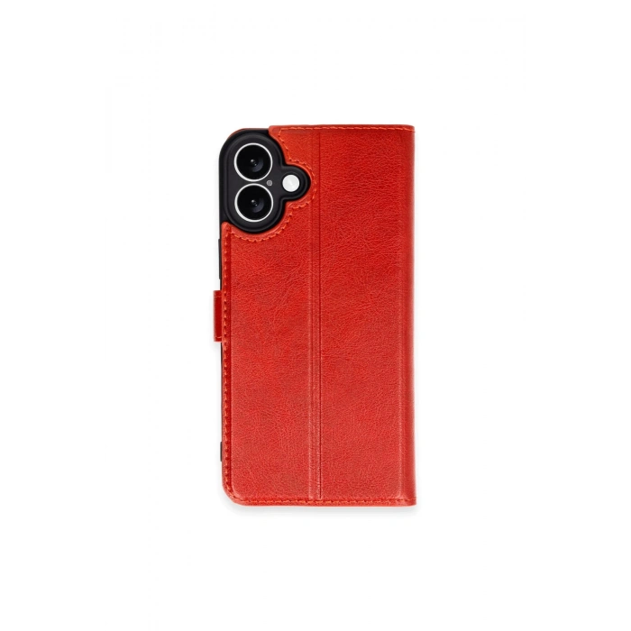 İphone 16 Kılıf Trend S Plus Kapaklı Kılıf - Kırmızı