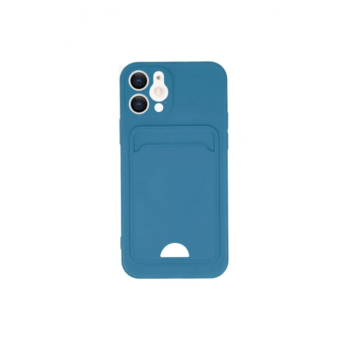 İphone 12 Kılıf Kelvin Kartvizitli Silikon - Mavi
