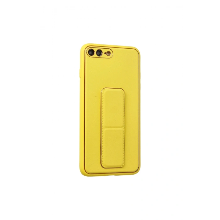 İphone 7 Plus Kılıf Coco Deri Standlı Kapak - Sarı