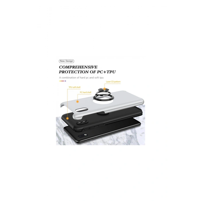 Samsung Galaxy A01 Core Kılıf Elit Yüzüklü Kapak - Gümüş